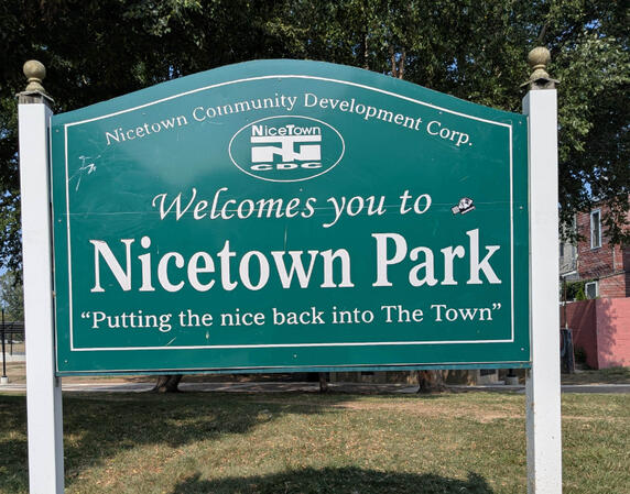 The Nicetown Park sign.